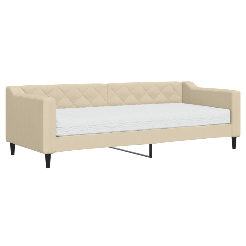 daybed med madras 80x200 cm stof cremefarvet