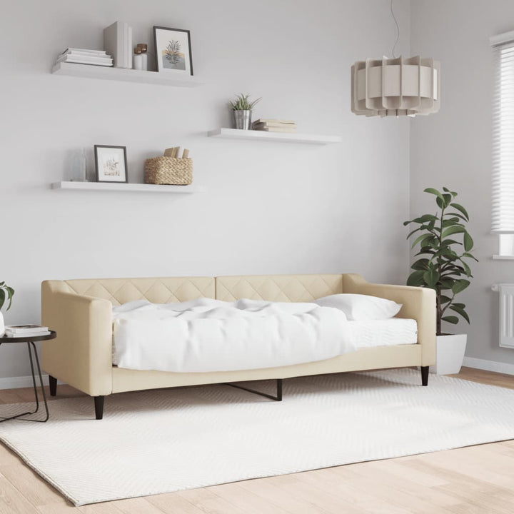 daybed med madras 80x200 cm stof cremefarvet