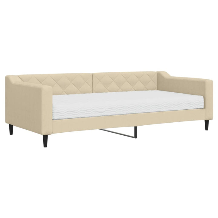 daybed med madras 90x200 cm stof cremefarvet