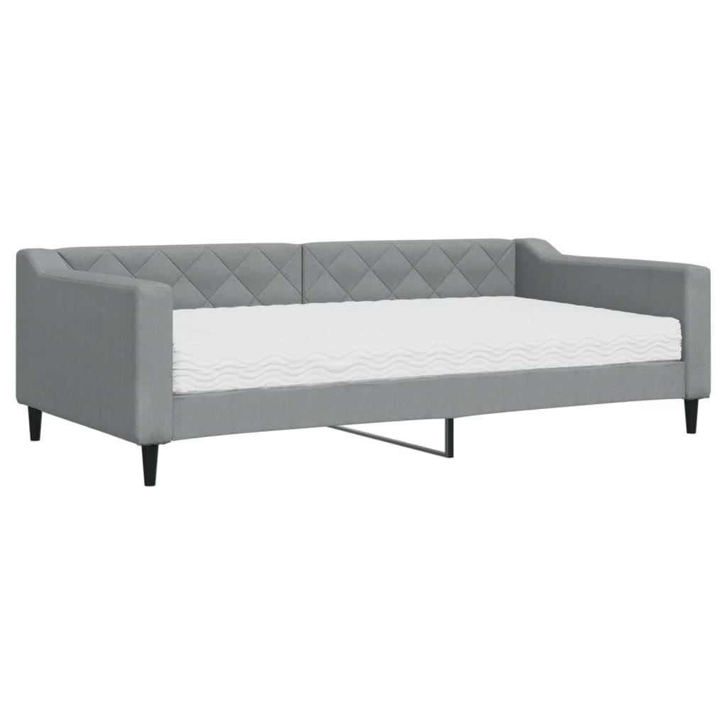daybed med madras 100x200 cm stof lysegrå