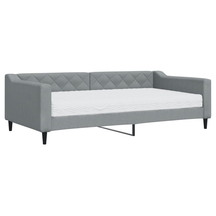 daybed med madras 100x200 cm stof lysegrå