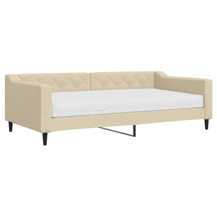 daybed med madras 100x200 cm stof cremefarvet