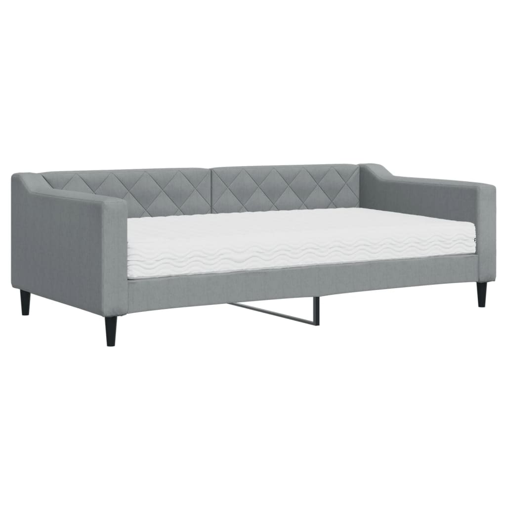 daybed med madras 90x190 cm stof lysegrå