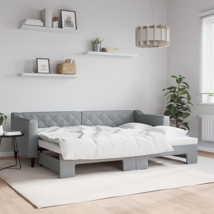 daybed med udtræk 80x200 cm stof lysegrå