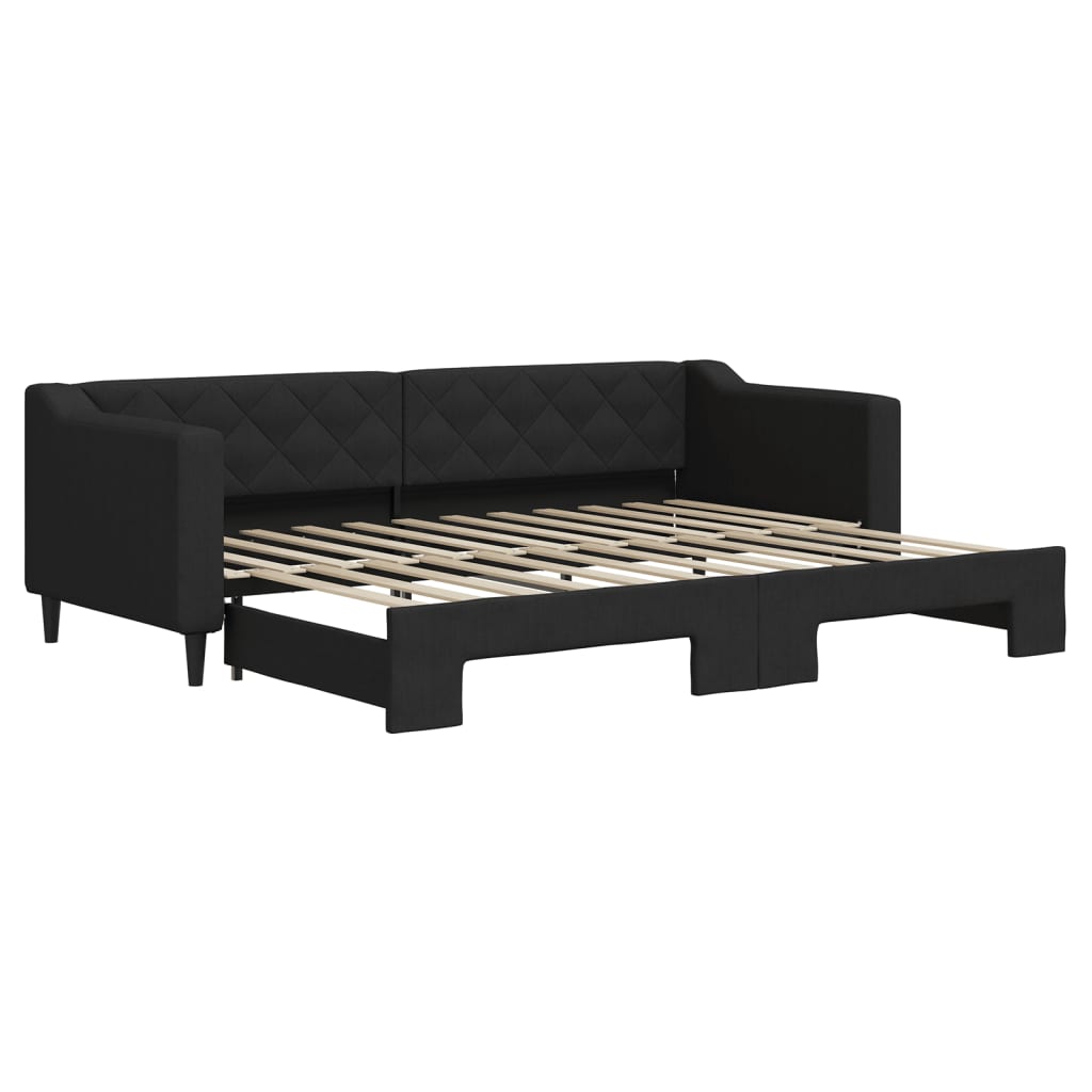 daybed med udtræk 80x200 cm stof sort