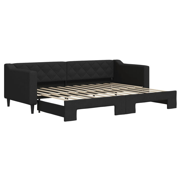 daybed med udtræk 80x200 cm stof sort