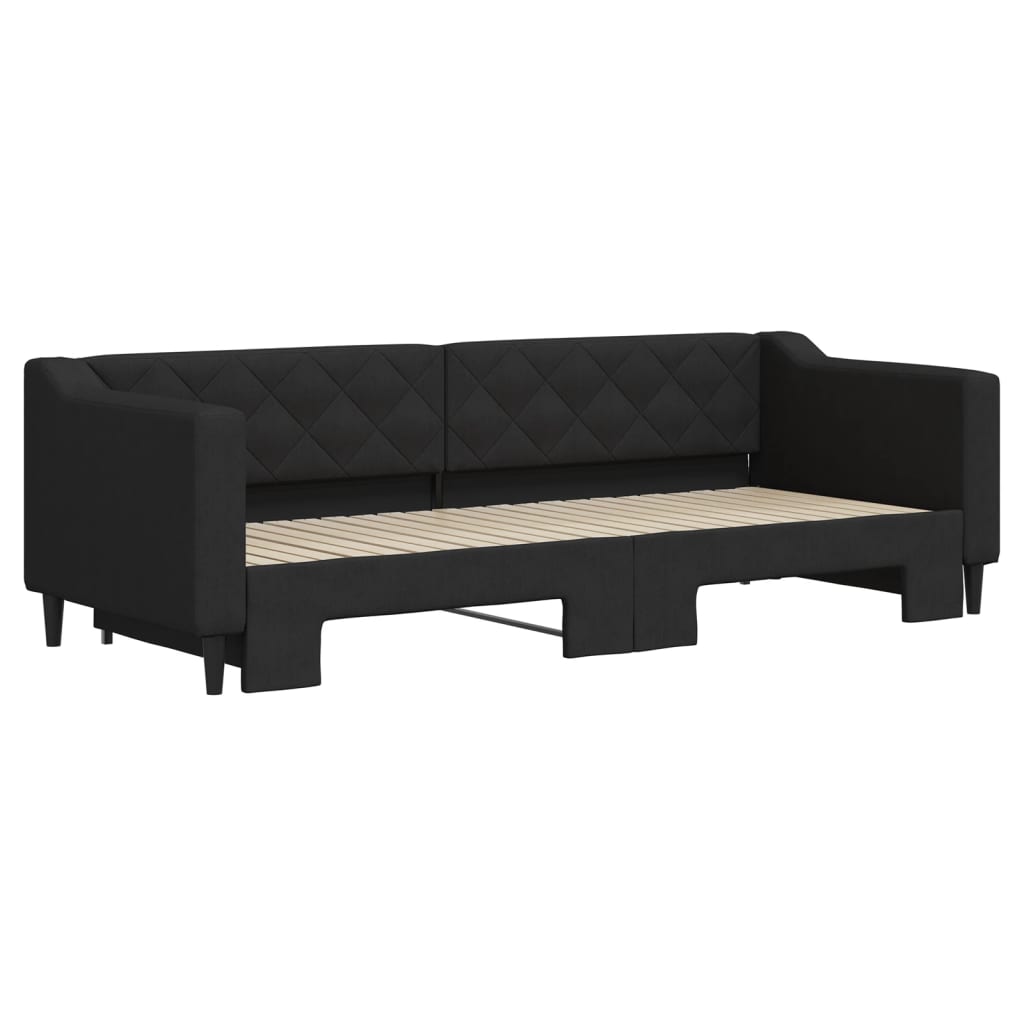 daybed med udtræk 80x200 cm stof sort