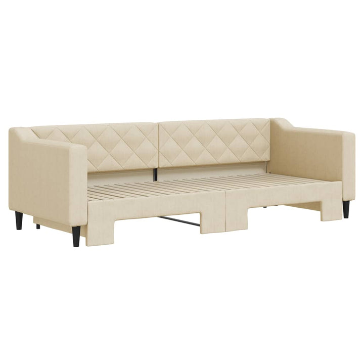 daybed med udtræk 80x200 cm stof cremefarvet