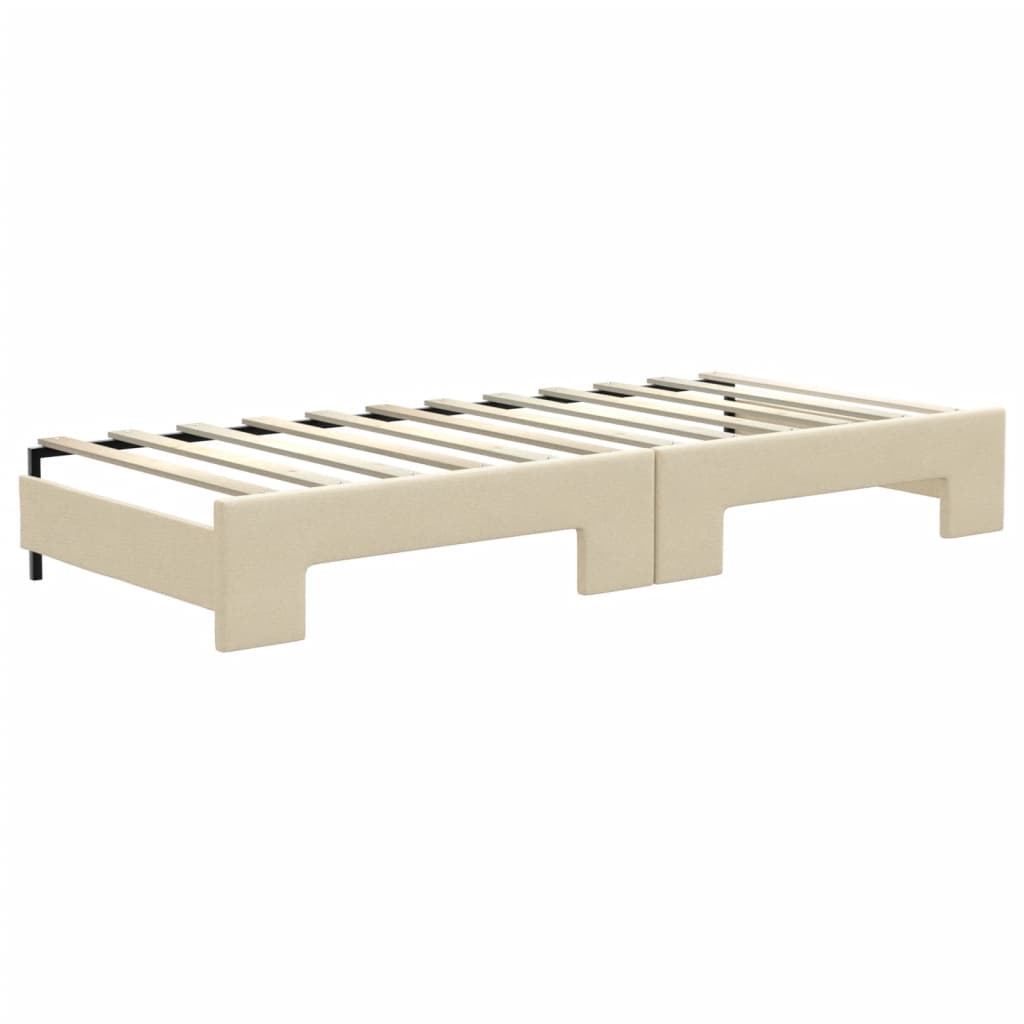 daybed med udtræk 80x200 cm stof cremefarvet