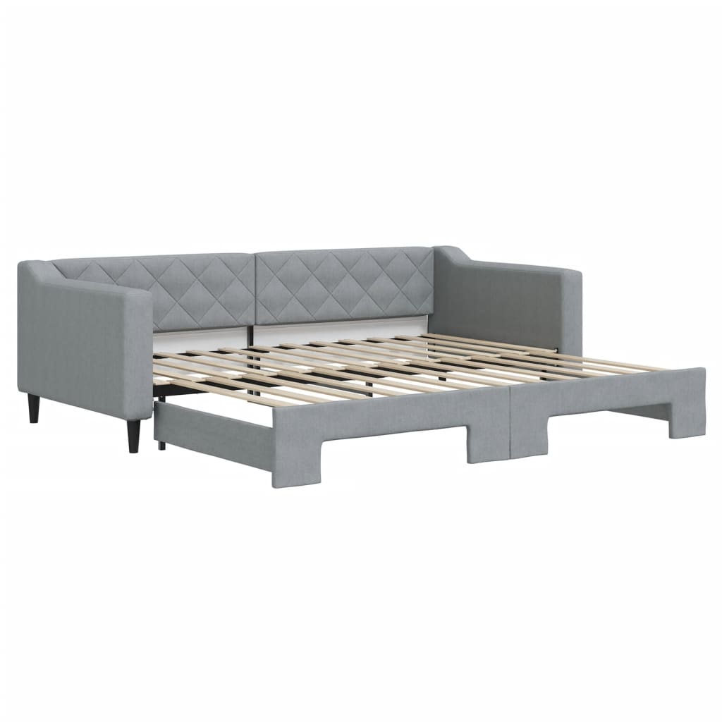 daybed med udtræk 90x200 cm stof lysegrå