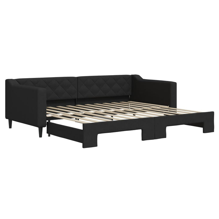 daybed med udtræk 90x200 cm stof sort