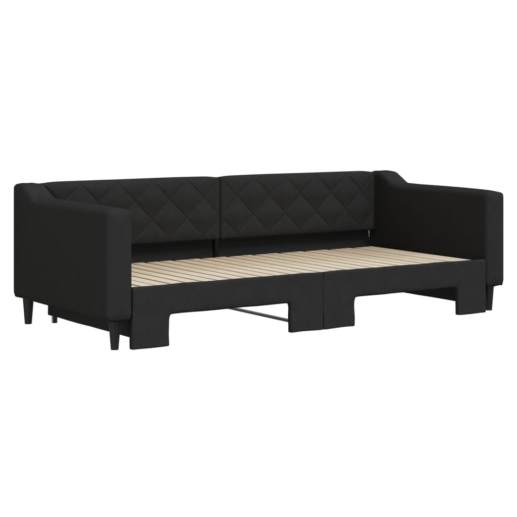 daybed med udtræk 90x200 cm stof sort