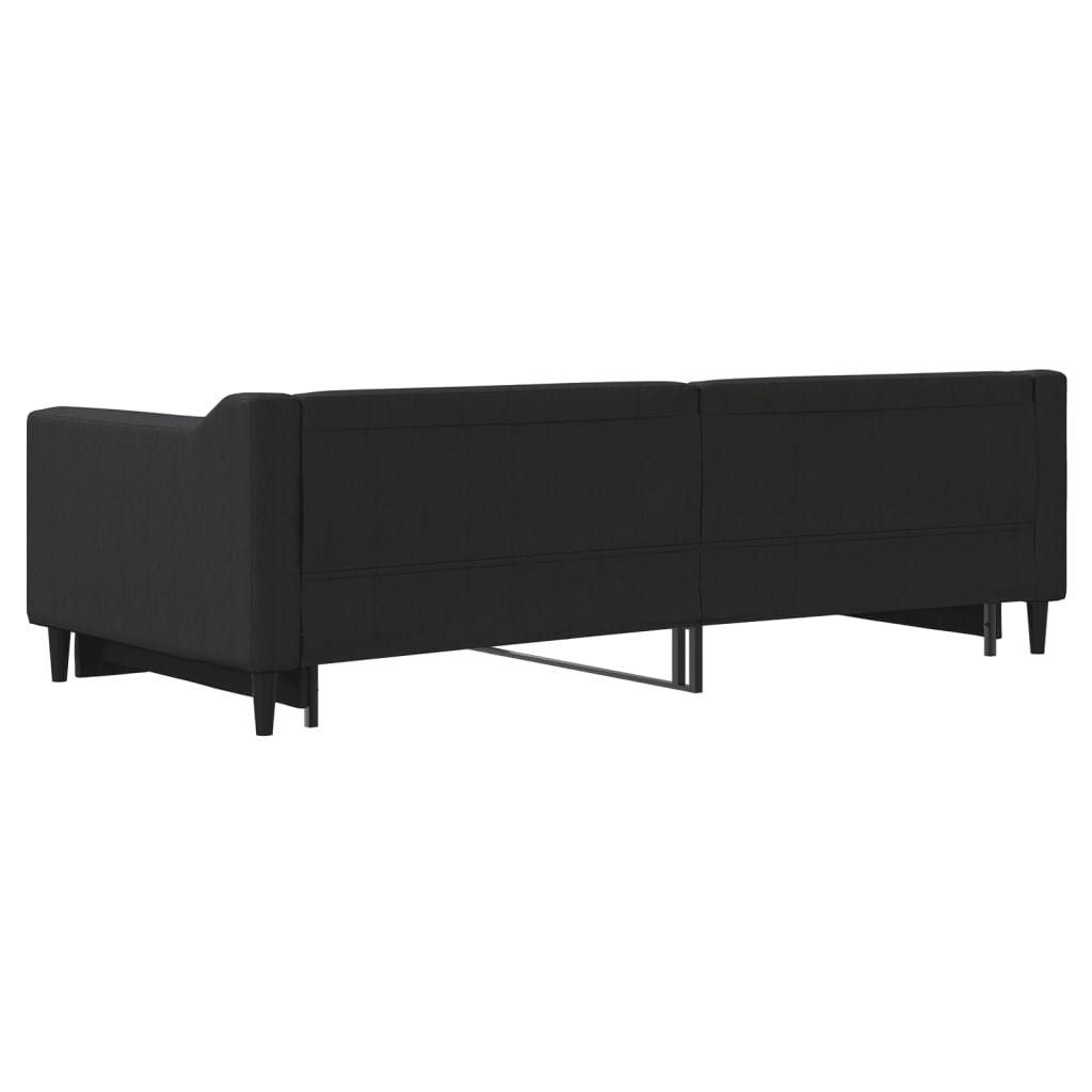 daybed med udtræk 90x200 cm stof sort
