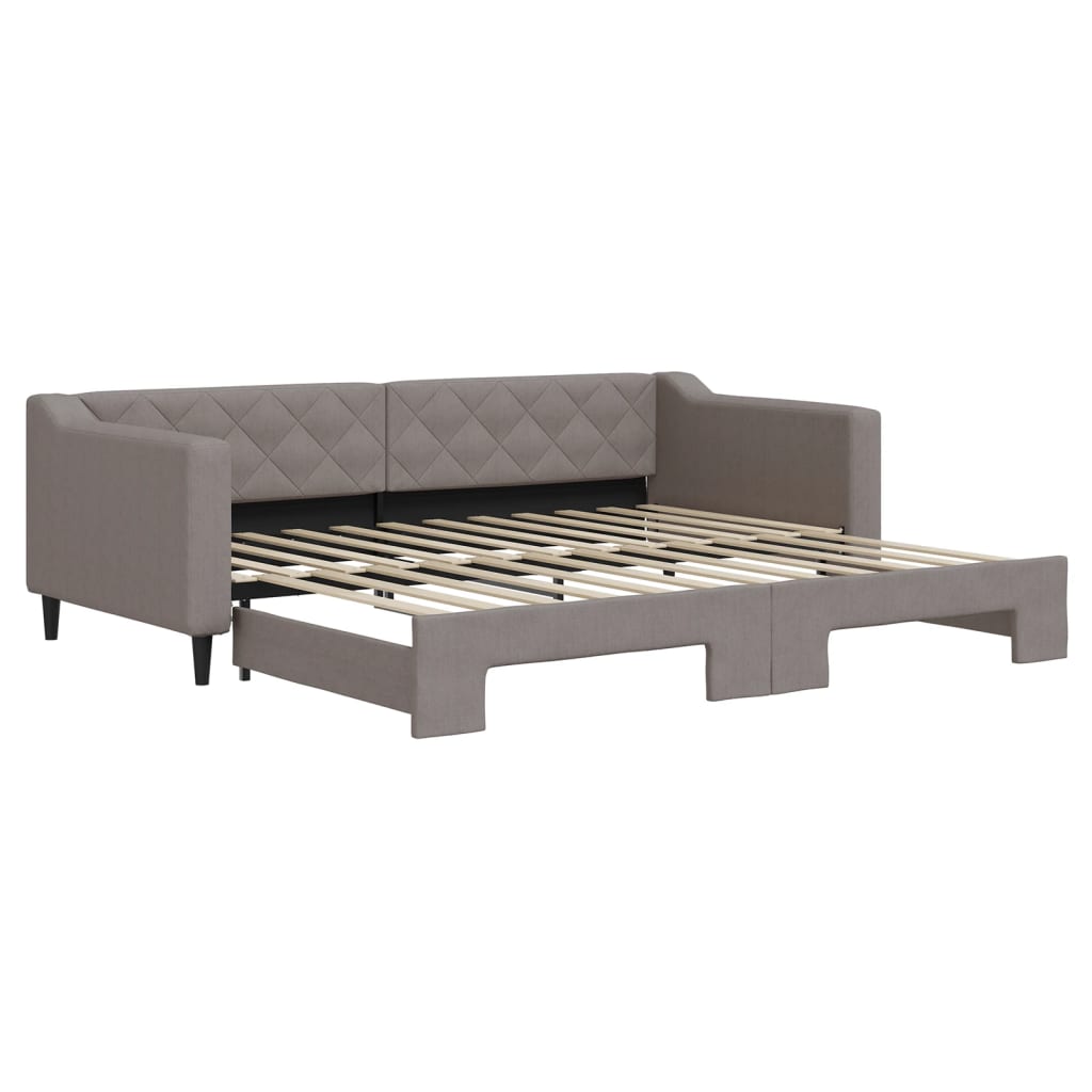 daybed med udtræk 90x200 cm stof gråbrun