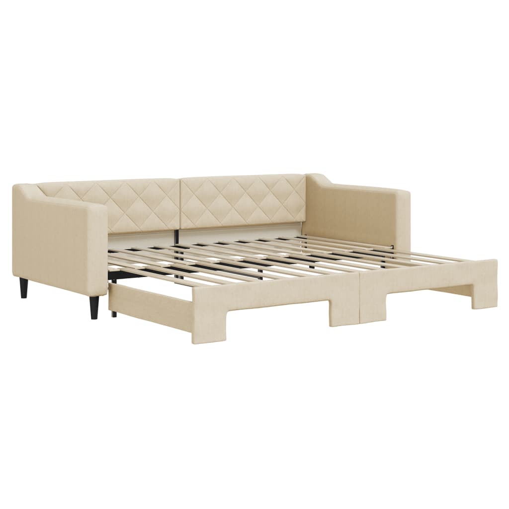 daybed med udtræk 90x200 cm stof cremefarvet