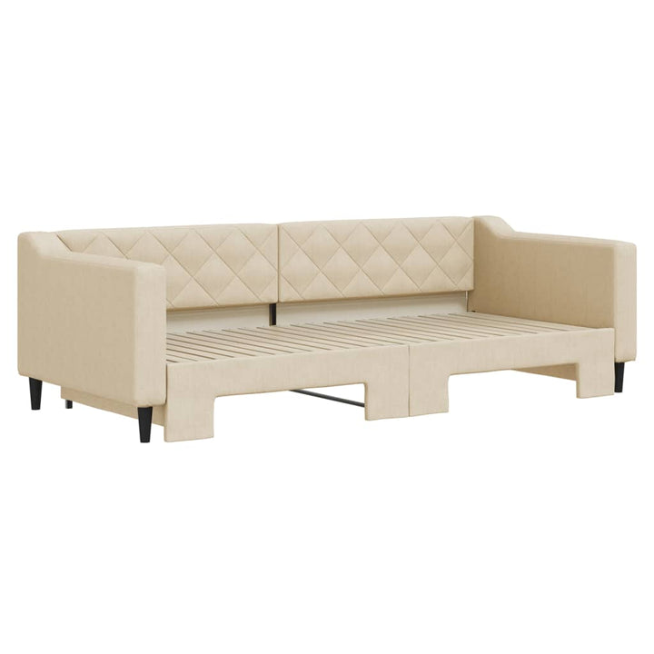 daybed med udtræk 90x200 cm stof cremefarvet