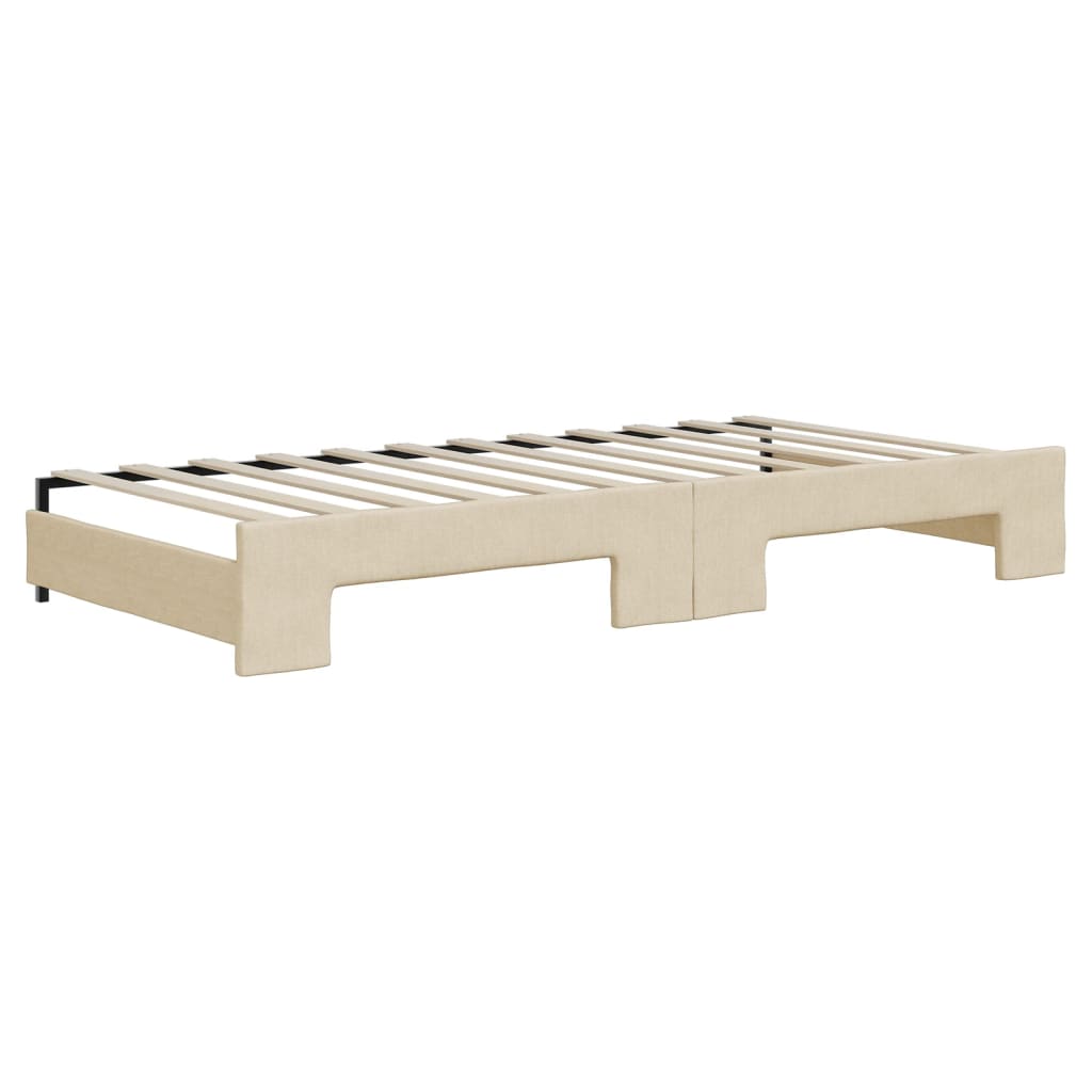 daybed med udtræk 90x200 cm stof cremefarvet