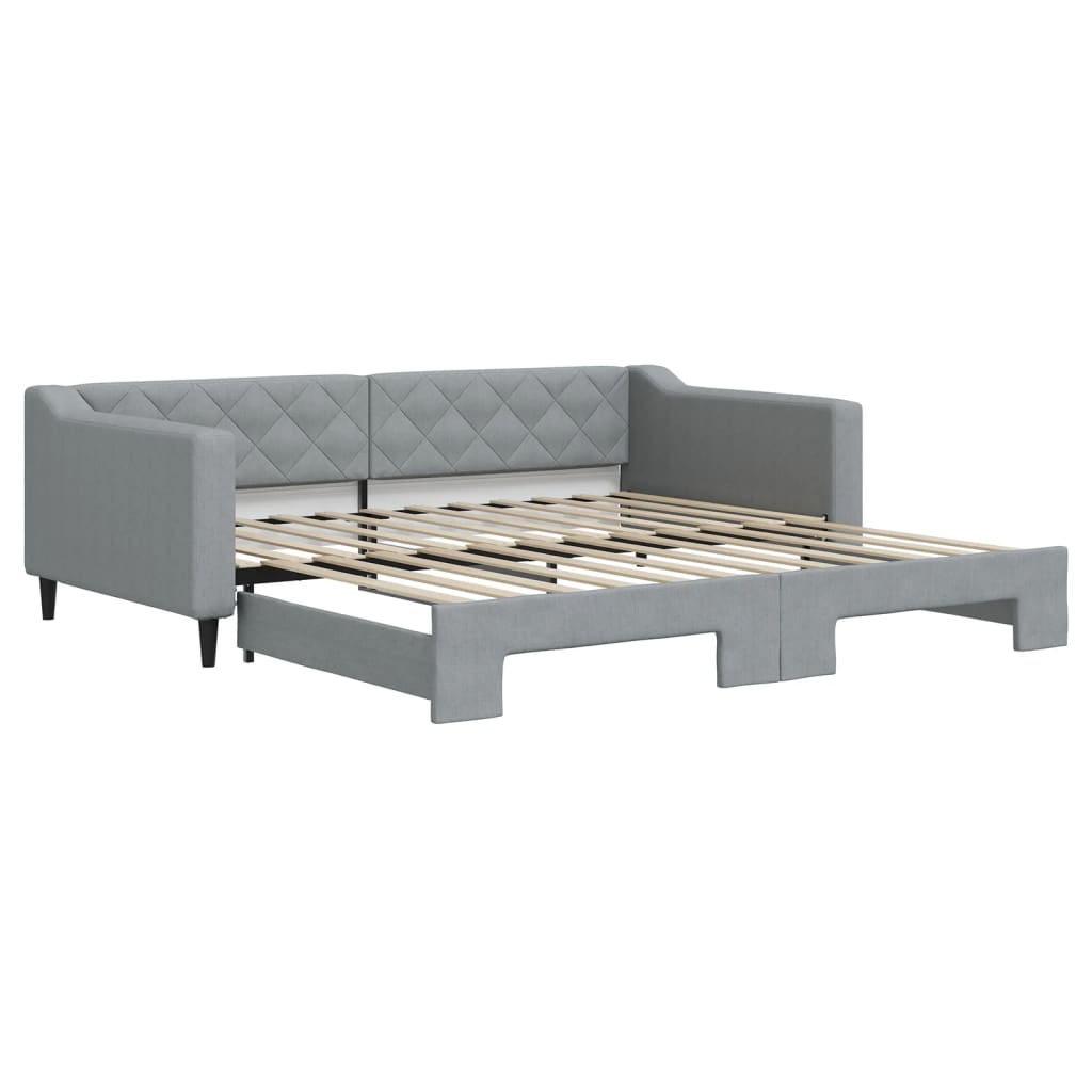 daybed med udtræk 100x200 cm stof lysegrå