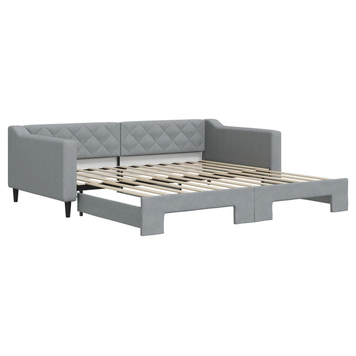 daybed med udtræk 100x200 cm stof lysegrå