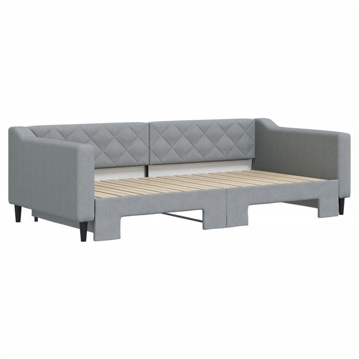 daybed med udtræk 100x200 cm stof lysegrå