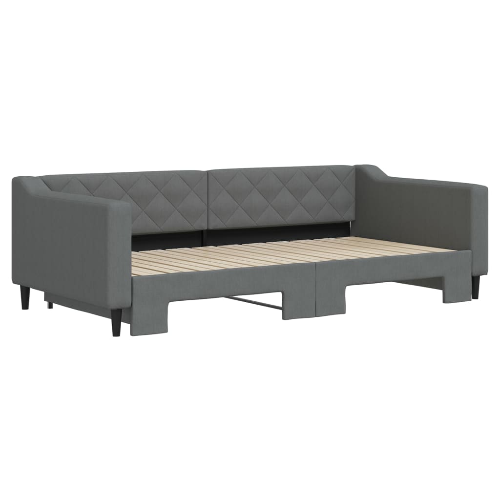 daybed med udtræk 100x200 cm stof mørkegrå