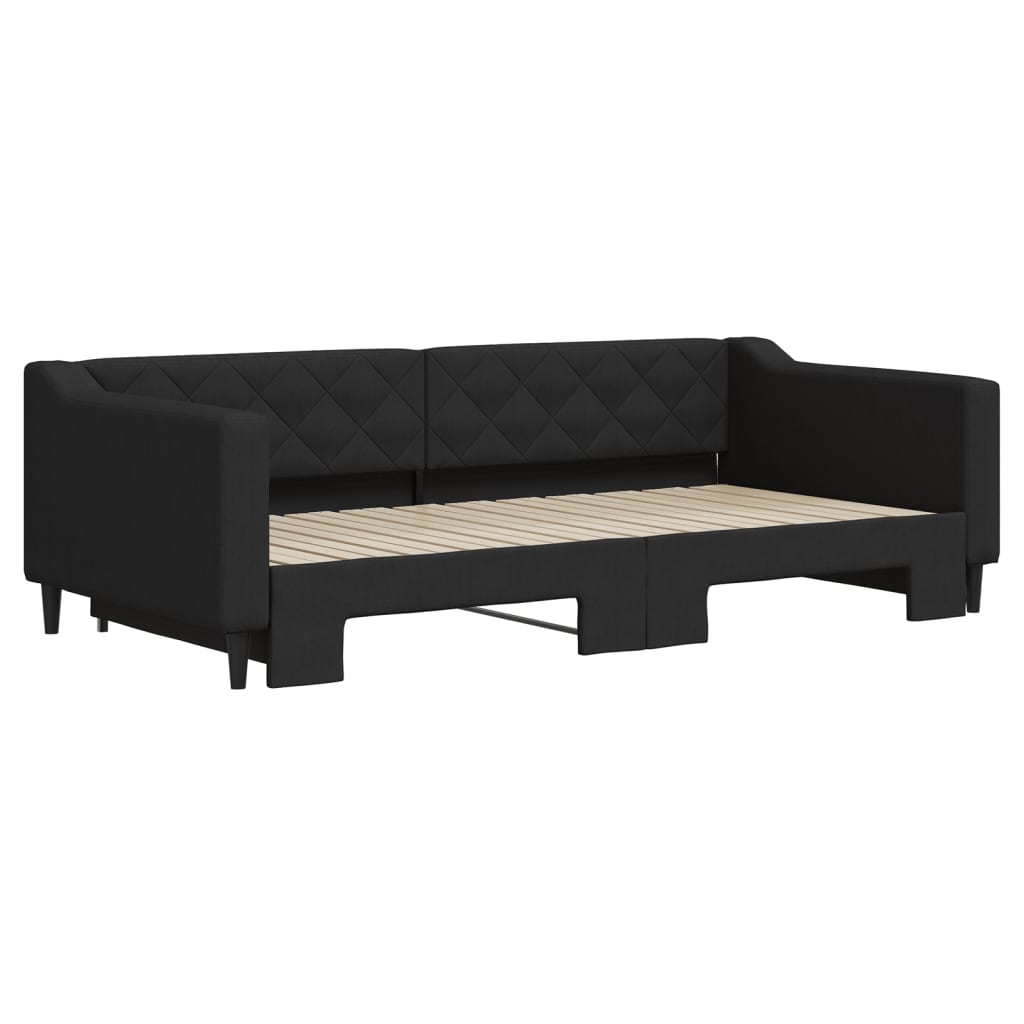 daybed med udtræk 100x200 cm stof sort