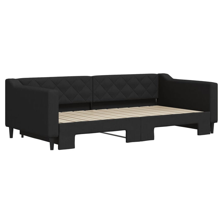 daybed med udtræk 100x200 cm stof sort