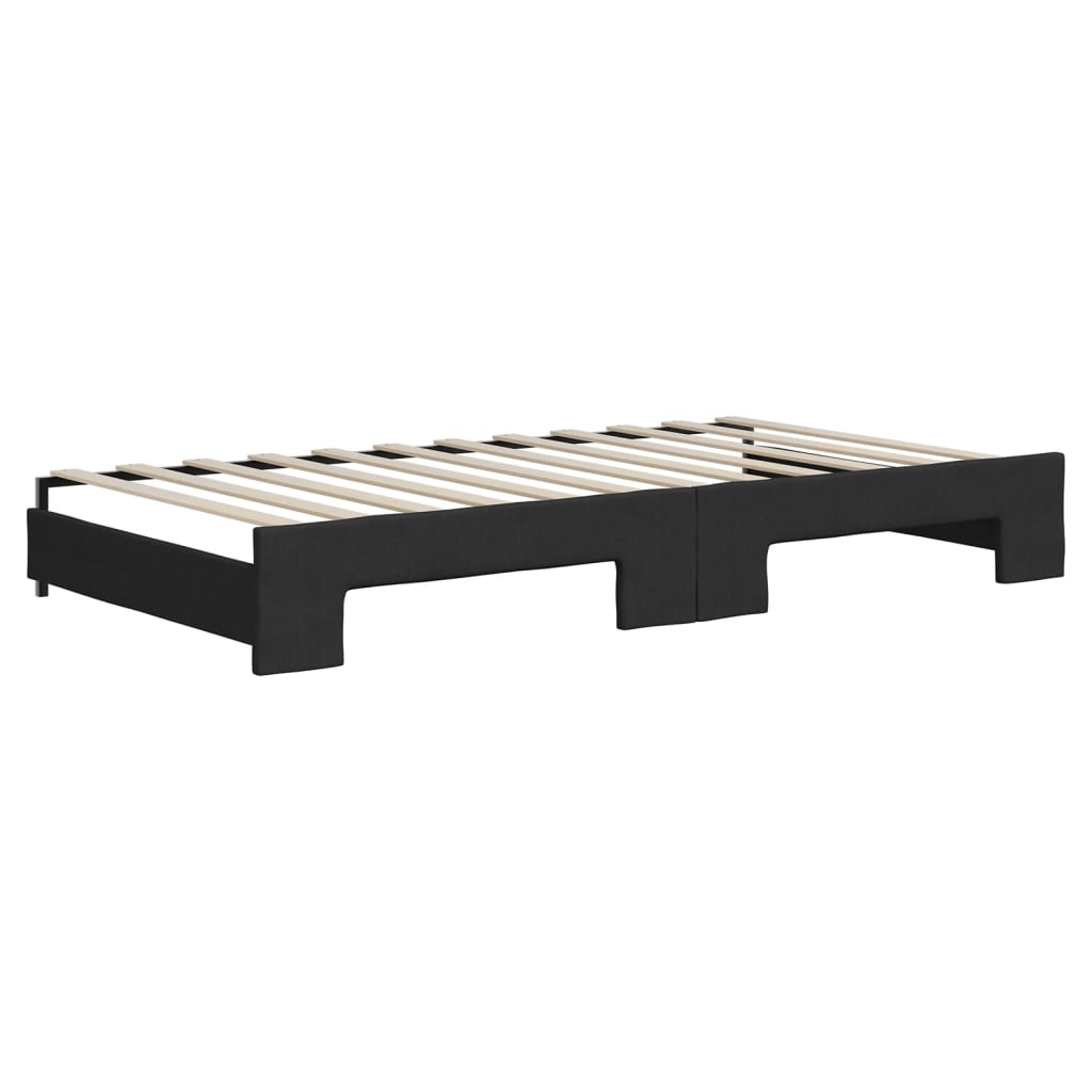 daybed med udtræk 100x200 cm stof sort