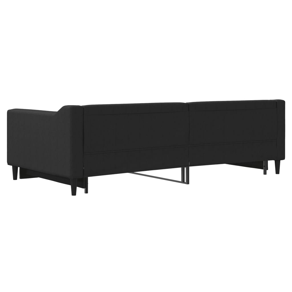 daybed med udtræk 100x200 cm stof sort