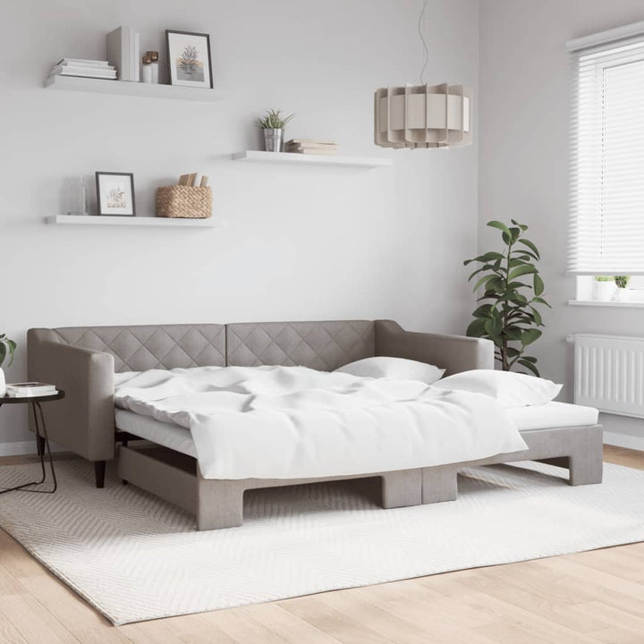 daybed med udtræk 100x200 cm stof gråbrun