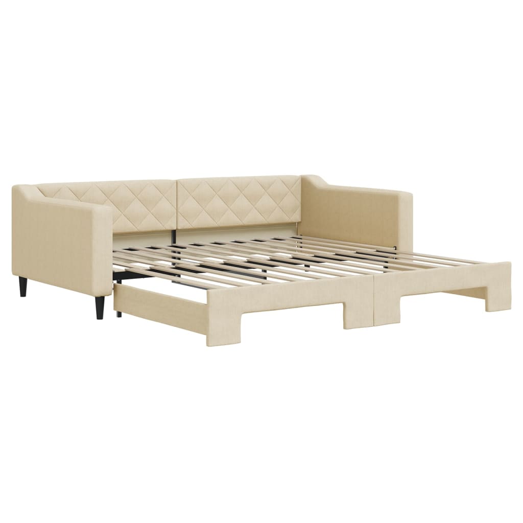daybed med udtræk 100x200 cm stof cremefarvet