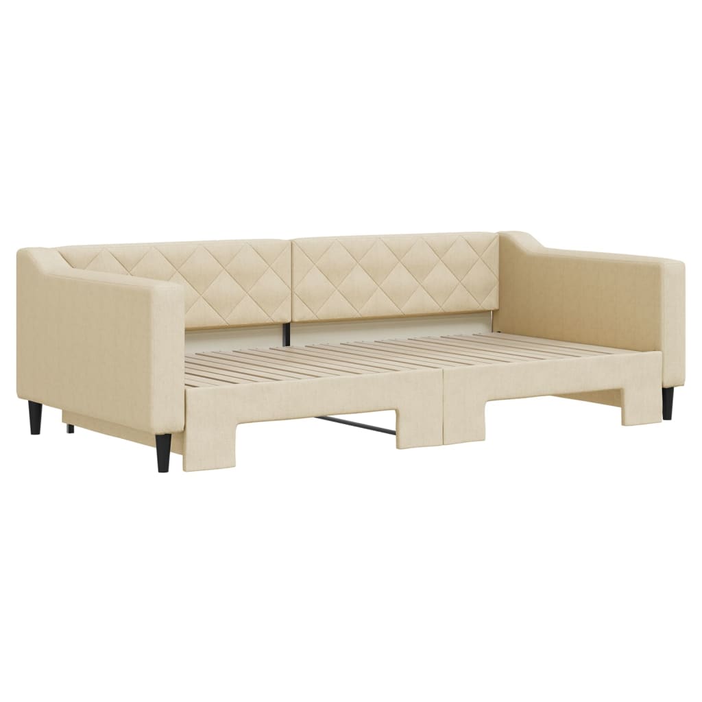 daybed med udtræk 100x200 cm stof cremefarvet