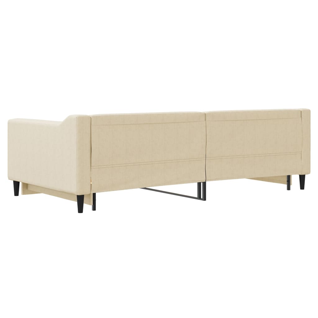 daybed med udtræk 100x200 cm stof cremefarvet