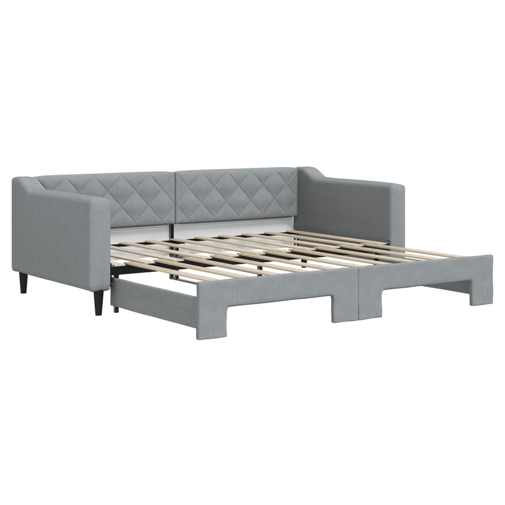 daybed med udtræk 90x190 cm stof lysegrå
