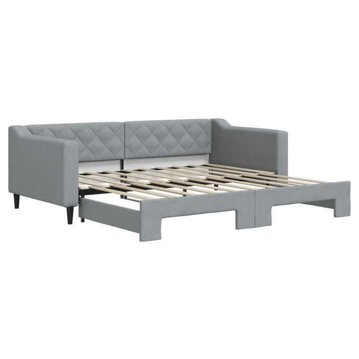 daybed med udtræk 90x190 cm stof lysegrå