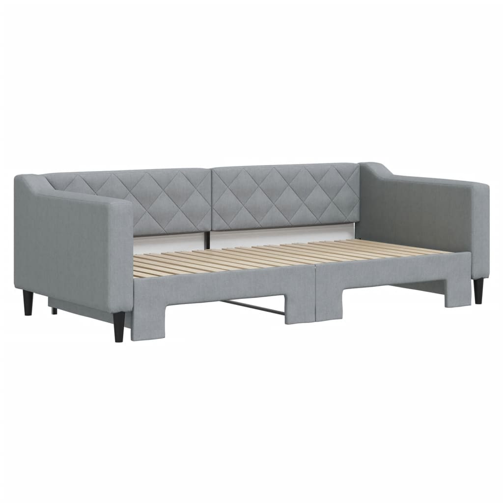 daybed med udtræk 90x190 cm stof lysegrå