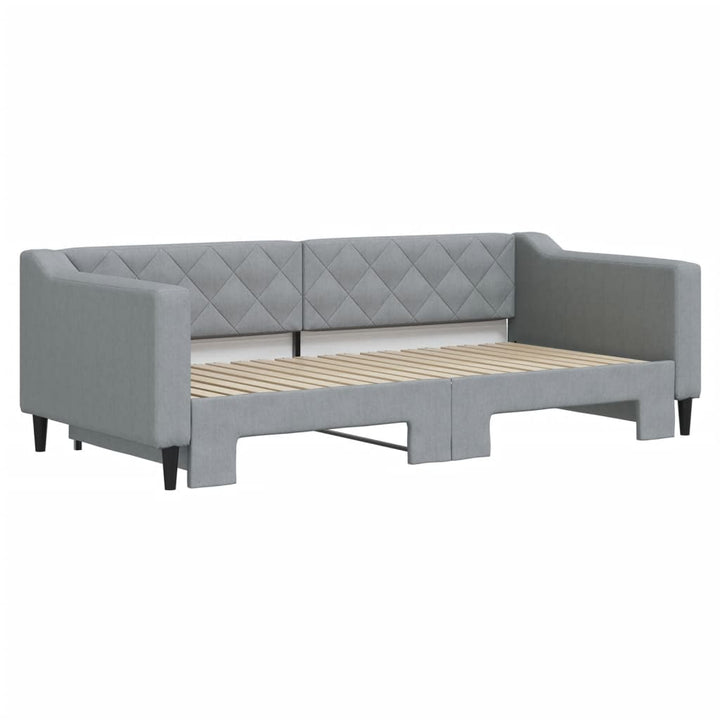 daybed med udtræk 90x190 cm stof lysegrå