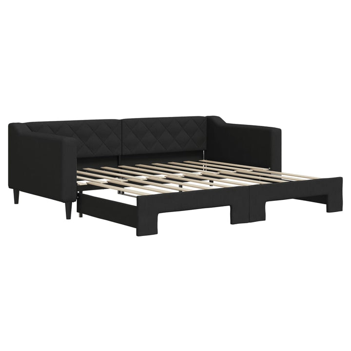 daybed med udtræk 90x190 cm stof sort