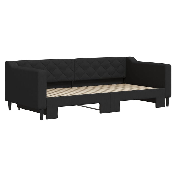 daybed med udtræk 90x190 cm stof sort