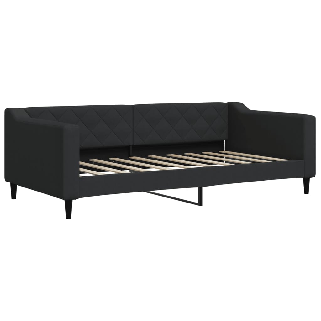 daybed med udtræk 90x190 cm stof sort