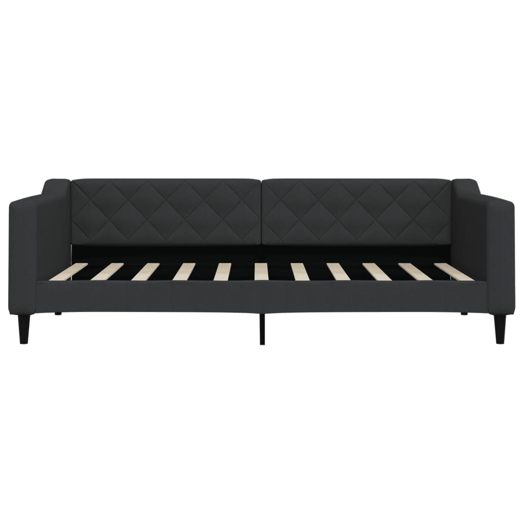 daybed med udtræk 90x190 cm stof sort