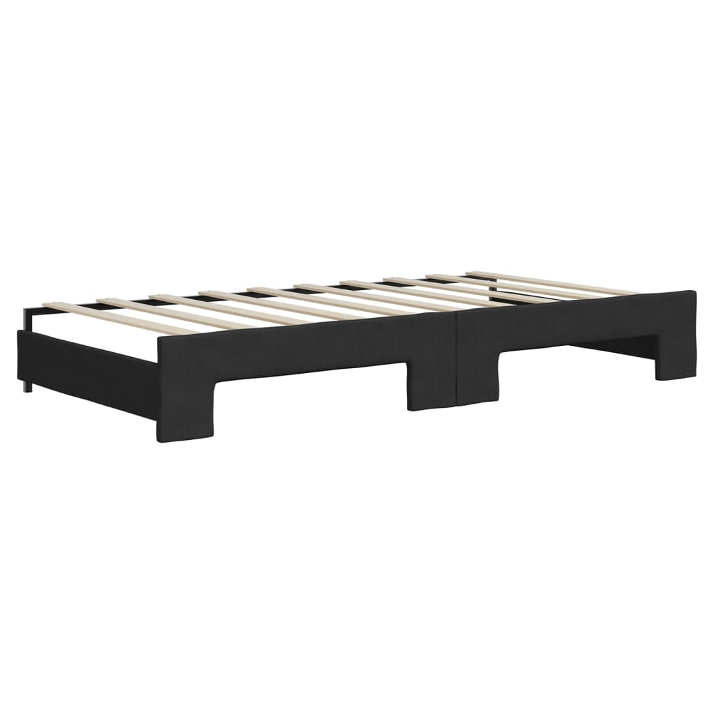 daybed med udtræk 90x190 cm stof sort