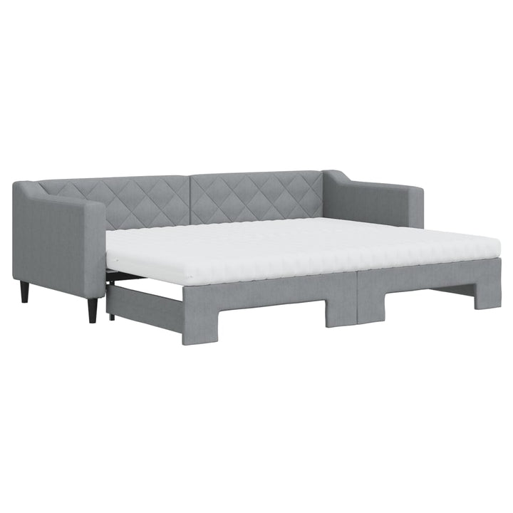 daybed med udtræk og madras 80x200 cm stof lysegrå