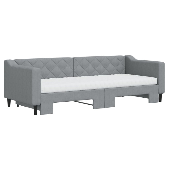 daybed med udtræk og madras 80x200 cm stof lysegrå