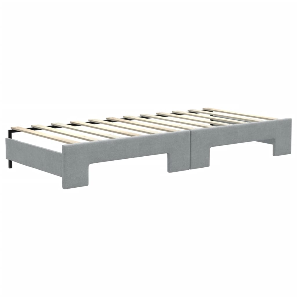 daybed med udtræk og madras 80x200 cm stof lysegrå