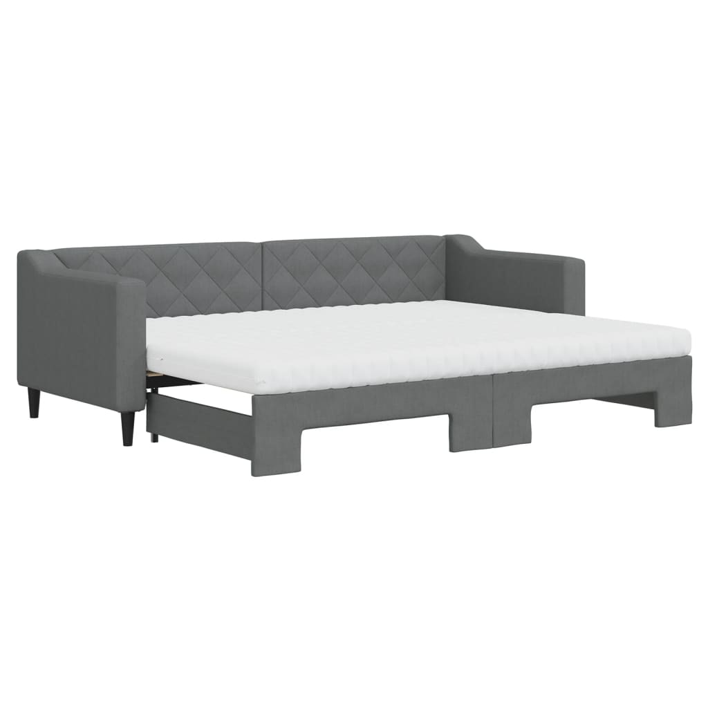 daybed med udtræk og madras 80x200 cm stof mørkegrå