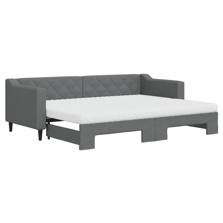 daybed med udtræk og madras 80x200 cm stof mørkegrå