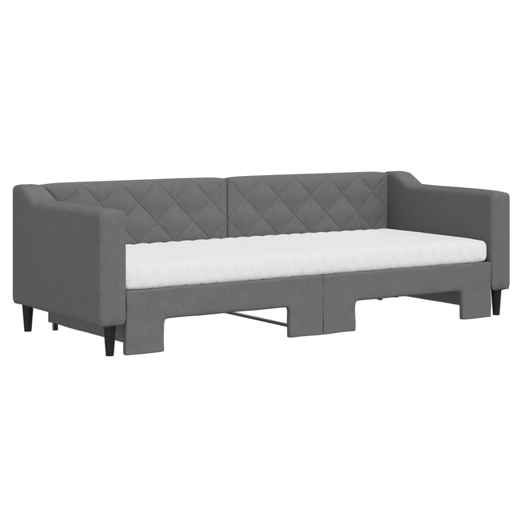 daybed med udtræk og madras 80x200 cm stof mørkegrå