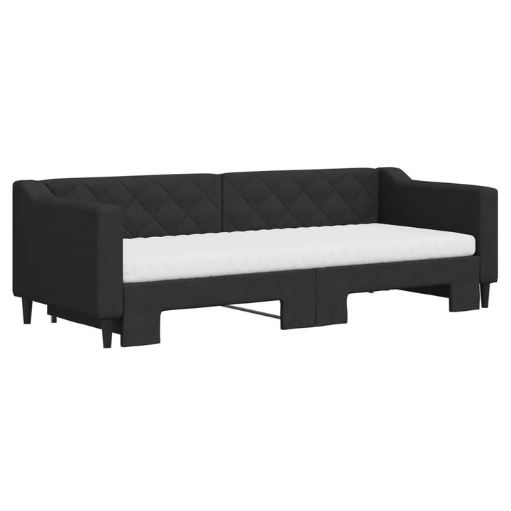 daybed med udtræk og madras 80x200 cm stof sort