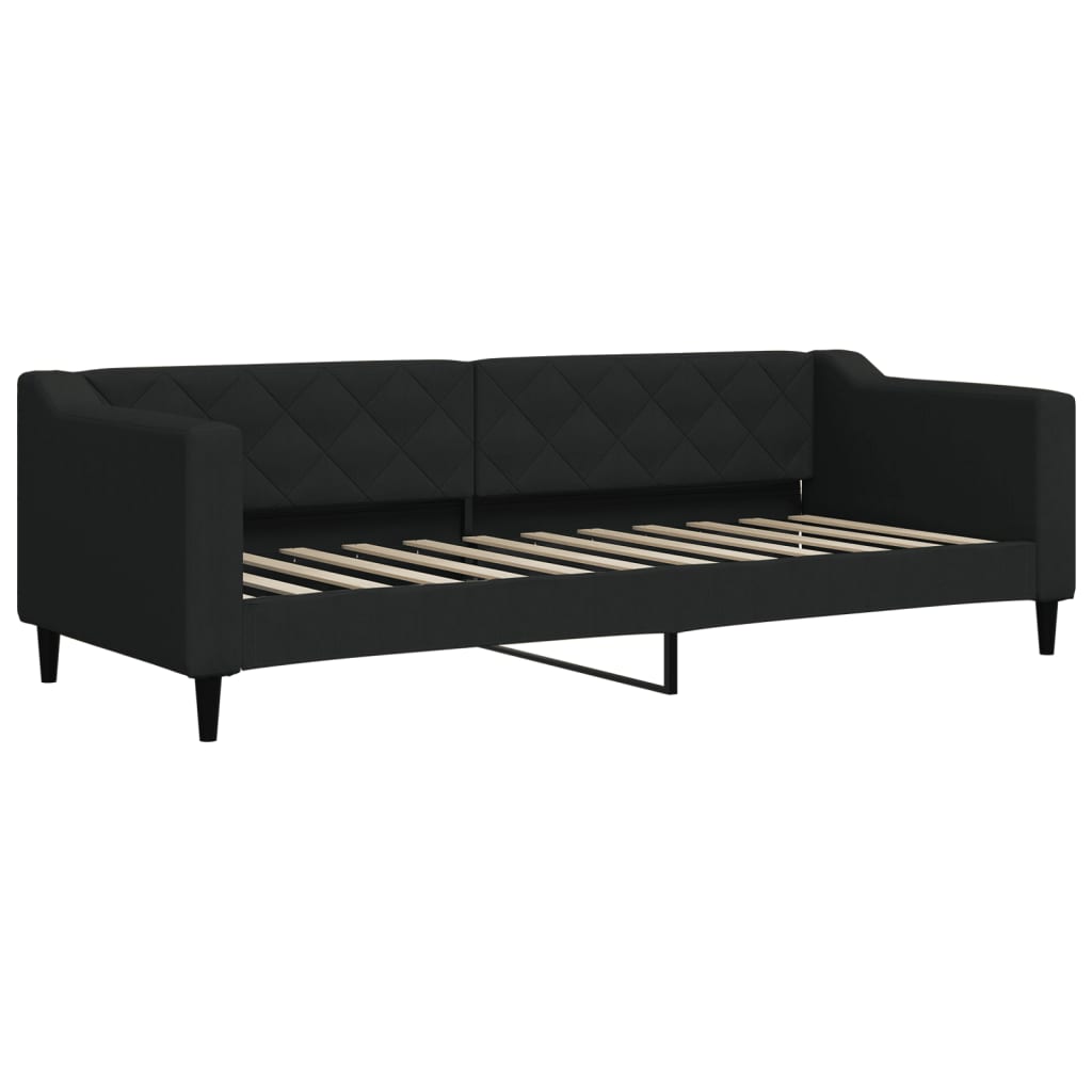daybed med udtræk og madras 80x200 cm stof sort